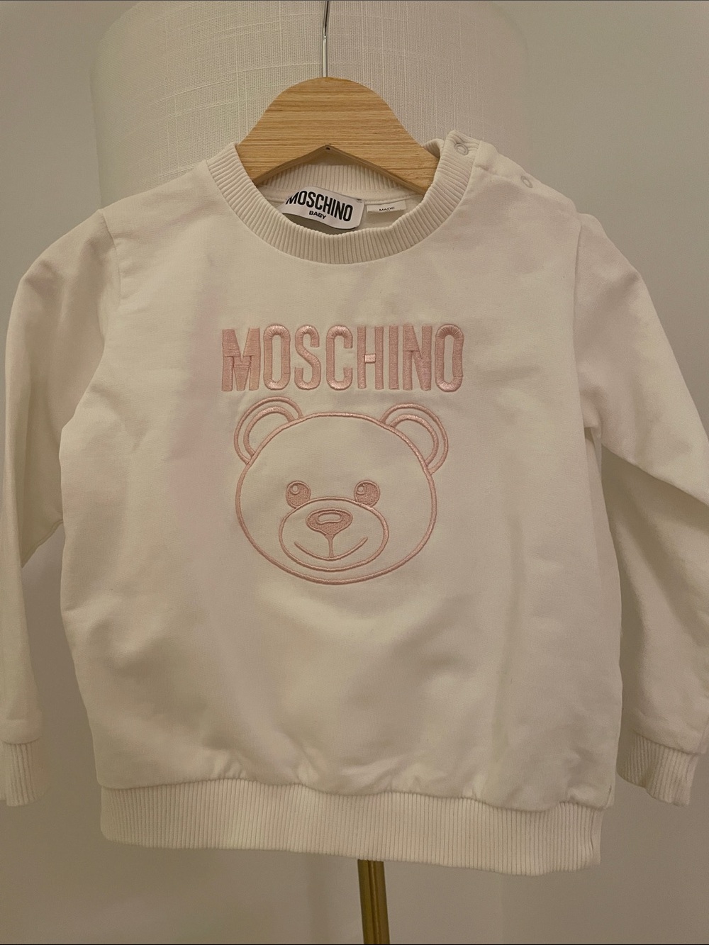 Moschino White Sweatshirt with Pink Teddy Logo